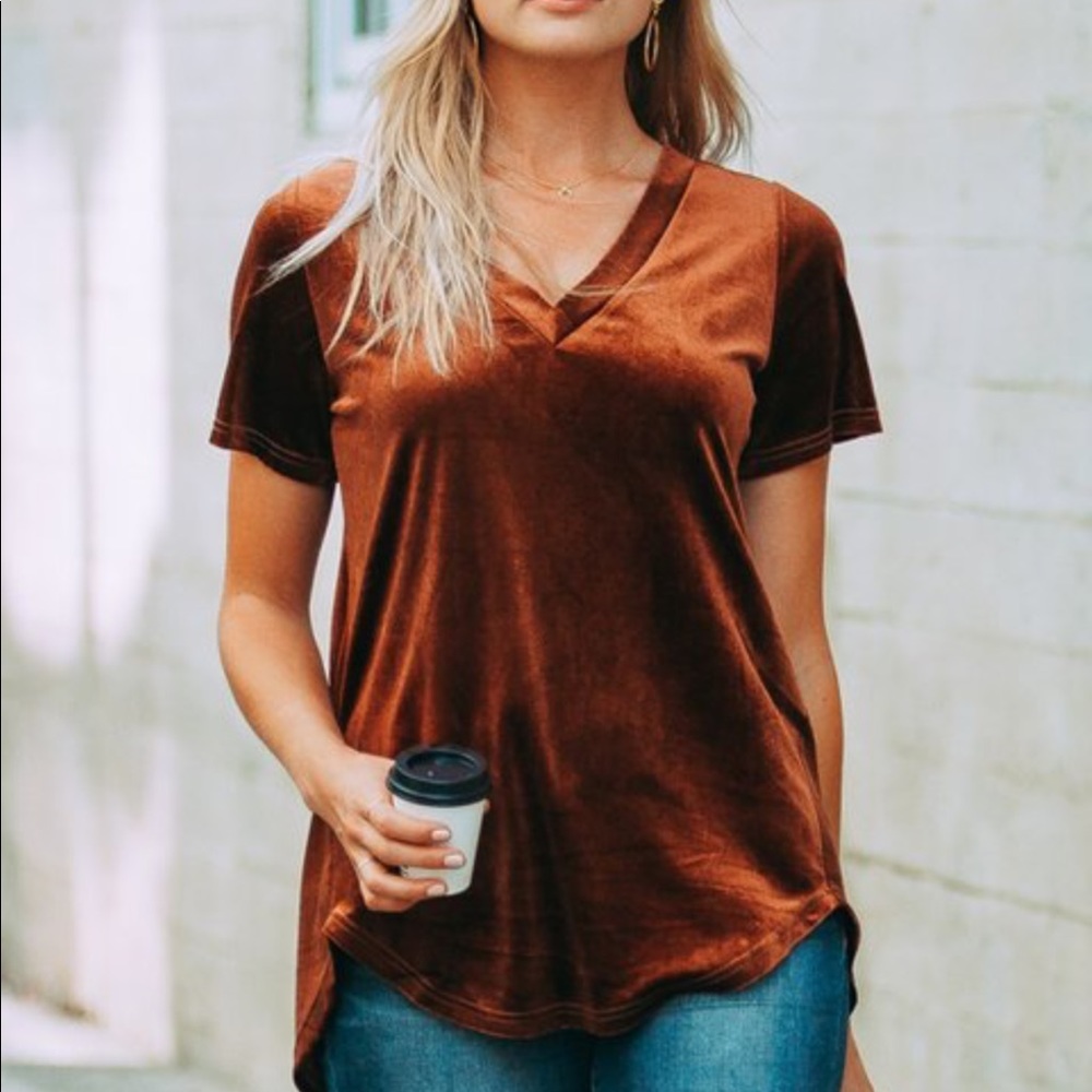 Copper Velvet Relaxed Hi-Low Tee - Women🌸💕😍